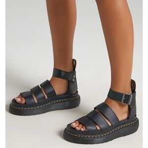 Women's Dr Martens Black Leather Strap Sandals 9 Clarissa